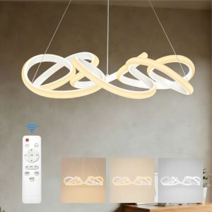 Doporro Suspension Luminaire LED Dimmable Lampe Plafond Blanc 67W Lustre R&eacute;glable &Eacute;clairage Suspendu avec T&eacute;l&eacute;commande Alivetta25040