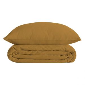 Parure de lit, percale, jaune ocre, 240x260 cm