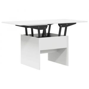 VidaXL Table basse r&eacute;glable - Bois ding&eacute;nierie - Blanc - 55x545x45 cm - Extensible - R&eacute;glable en hauteur