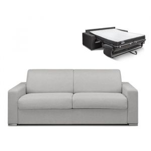 Dunlopillo Canapé 4 places convertible express en tissu CALITO - Gris - Couchage lattes larges 160 cm - Matelas 18 cm avec mémoire de forme DUN