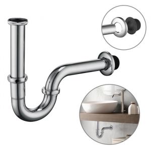 Siphon de Lavabo en Acier Inox Chrom&eacute; Siphon Tube pour Lavabo Anti-odeur - G1-1-4" Siphon Courb&eacute;