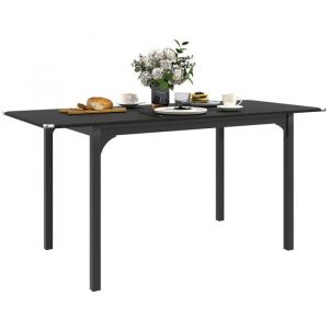 Homcom Table de salle à manger extensible 4-6 personnes piètement acier effet bois noir