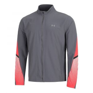 Under Armour Velociti Storm Veste Running Hommes - Gris, Rouge, Taille XL