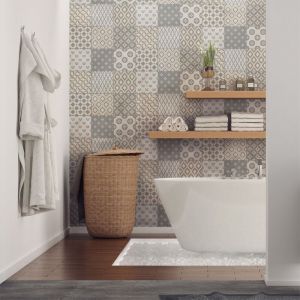 Sticker Mural Carrelage adh&eacute;sif Cuisine Salle de Bain - 9 Stickers Carreaux DE Ciment SCANDINAVE SAMTIDA - 9stickers10x10cm