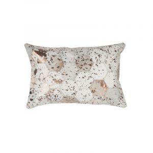 Coussin Design en Cuir "Spark" 40x60cm Ivoire & Chrome Prix