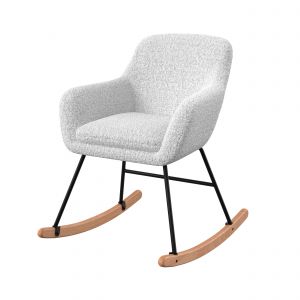 Rocking-chair Isola en tissu bouclé blanc - Blanc