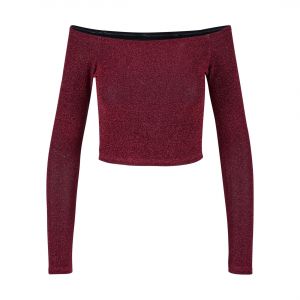 Urban classics Pull à manches longues pailleté avec épaules dénudées femme