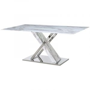 Table de Salle à Manger DKD Home Decor Verre Argenté Gris Acier Blanc 180 x 90 x 78 cm