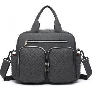 Sac à Langer pour Bébé Sac Maman et Bébé Grand Capacité avec Poches Isothermes et Matelas à Langer, avec Bandoulière, Gris Force