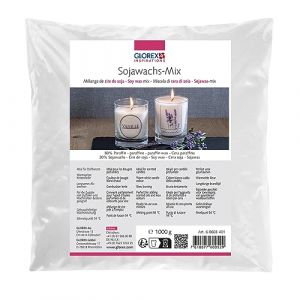 Glorex Mélange de Cire de soja, Wax, Blanc, 1000 g