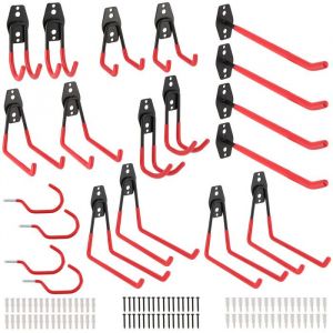 Lot de 20 Crochets rangement atelier - Rangement Garage,Crochet Mural en Acier - 3 soudures - pour Échelle,Vélos,Tuyaux,Outils