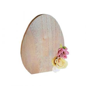 Ruedelafete Déco Oeuf de Pâques en bois avec fleurs, 18 cm