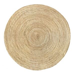 Tapis de salon et chambre HAMID - Tapis Jute Rond Naturelle Alhambra - 100% Fibre de Jute Naturelle - Tiss&eacute; &agrave; la Main - 250 x 250 cm