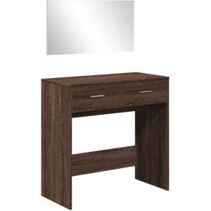 VidaXL Coiffeuse avec miroir chêne marron 80x39x80 cm, table de maquillage, table à bijoux, coiffeuse avec miroir, coiffeuse de maquillage