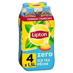 Lipton Ice Tea Thé Glacé Saveur Pêche Zéro Sucres 4 x 1,5 L