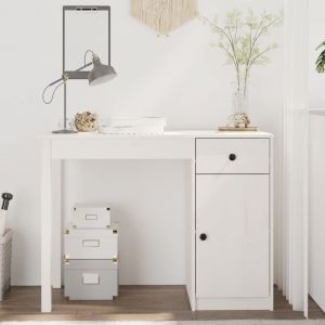 Image de VidaXL Bureau Blanc 100x50x75 cm Bois massif de pin