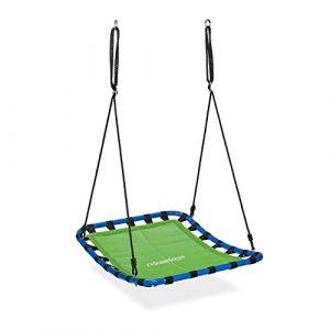 Relaxdays Balan&ccedil;oire nid d'oiseau, enfants et adultes, charge maximale 100 kg, hauteur r&eacute;glable, LxP 76x103 cm, vert