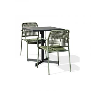 Ensemble repas de jardin 2 places en acier gris anthracite - LOUISE