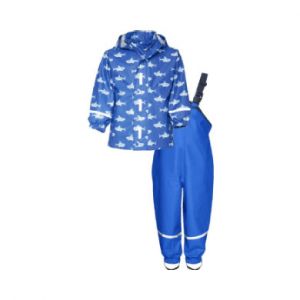 Image de Playshoes Combinaison de pluie enfant requin bleu 2 pièces - Taille 128 (8 ans)