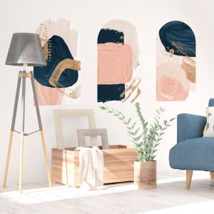Ambiance Sticker Papier peint intissé pré-encollé fresques géants - ARCHES ABSTRAITS ROSES ET BLEUS - adhésif décorative - 120x180cm