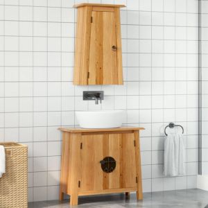 VidaXL Ensemble de meubles de salle de bain 2 pcs bois de pin massif, armoire de salle de bain, meuble de salle de bain, meuble de salle de bain en bois massif