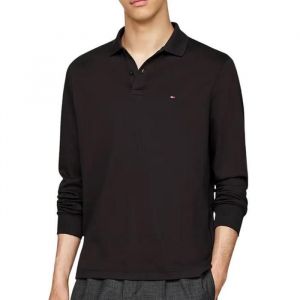 Tommy Hilfiger Polo Manches Longues Homme Liquid Cotton Regular Fit, Noir (Black), XL