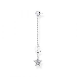 Thomas Sabo Boucle d'oreille unique étoile & lune argent Argent sterling 925 Gris