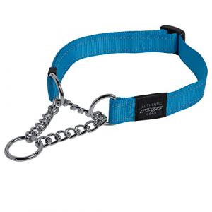 Rogz Fanbelt Collier d'obéissance Half-Check - Grand (13-22 pouces) - Utilitaire Turquoise