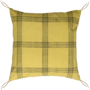 Housse de coussin Madras jaune/kaki - 50x50 cm