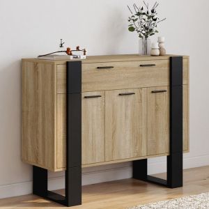 Idmarket Buffet 100 cm PHOENIX 3 portes et 1 tiroir bois et noir