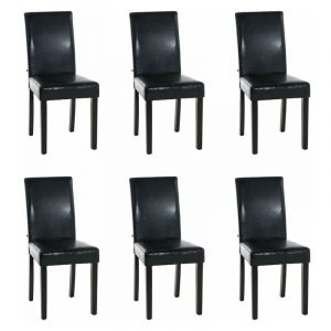 CLP Lot de 6 chaise de salle &agrave; manger en simili cuir Noir,bois noir Mobilier Tendances