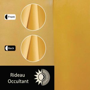 Rideau occultant à œillets, Jaune moutarde - 140x240cm prêt a poser Atout Ciel