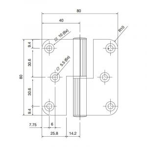 Paumelle aluminium blanc 80X80 DTE - ARGENTA - 8080604