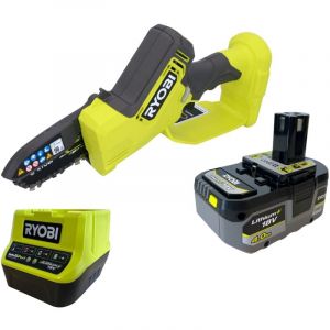 Ryobi RY18PSX10A tronçonneuse sans fil 18 v 10 cm Brushless + 1x batterie 4,0 Ah + chargeur