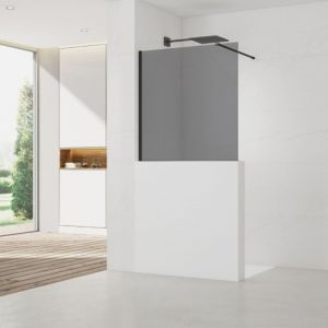 Swiss Aqua Technologies Walk-in 100x100 cm paroi de douche fixe &agrave; l'italienne + set d'installation + bras de montage 120 cm, noir (SATBWIS100KSPRC)