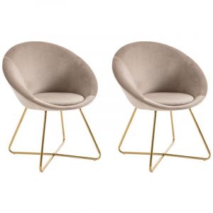Lot de 2 chaises en velours et métal doré - Beige - BURBAN