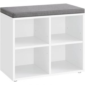 Banc à chaussures avec 4 compartiments et 2 étagères réglables blanc