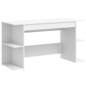 Bureau Table Poste De Travail Meuble D'ordinateur Informatique Étude 140 X 50 X 75 Cm Bois D'ingénierie Blanc Helloshop26 02_0023520