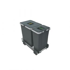 Elletipi Ecofil PF01 34A1 - Poubelle de tri sélectif extractible pour déchets, Plastique et métaux, Gris, 23 x 45 x 36 cm