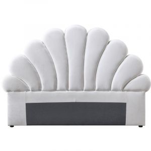 T&ecirc;te de lit coquillage - 160 cm - Velours - Blanc - MOANA