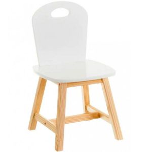 Wadiga Chaise enfant blanc et bois - 28x28x50cm