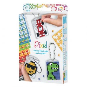 Pixel P20132 Médaillon mosaïque garçon, porte-clés pour enfants à personnaliser, système d'assemblage simple avec des tesselles en bioplastique, sans repassage ni collage
