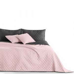 DecoKing Couvre-lit Rose Pastel Gris Anthracite Jeté de lit Double Face Entretien Facile Axel, Polyester, Rose/Anthracite, 220 x 240 cm
