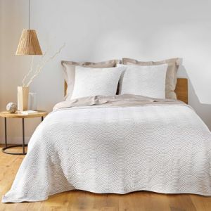 Douceur d'Int&eacute;rieur, Couvre-Lit Matelass&eacute; (240 x 260 cm) et 2 Taies d'oreiller (60 x 60 cm) Cassandra, Jersey/Microfibre