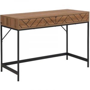 Vente-unique - Console avec 2 tiroirs - mdf et acier - Coloris : Naturel et noir - caratana