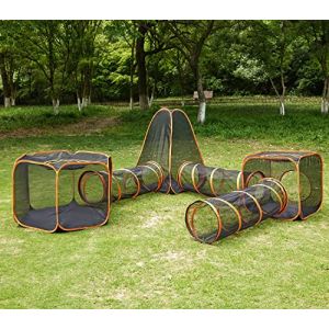 Enclos d'ext&eacute;rieur pour Chat, Tente 6 en 1 avec Tunnel pour Chat pour int&eacute;rieur et ext&eacute;rieur, Parc Portable pour Chats, Lapins, furets et Petits Animaux