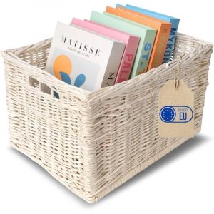 Panier de Rangement en Osier Blanc - 40 x 30 x 24 cm