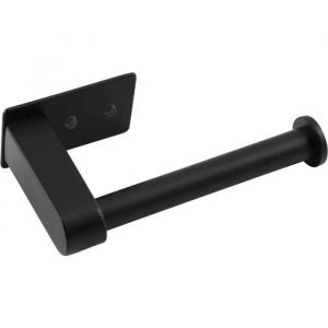 Cornat Porte-Papier Toilette - 2 Options de Fixation diff&eacute;rentes avec Patin adh&eacute;sif & per&ccedil;age - Design Ouvert - Noir Mat - en Acier - T364206