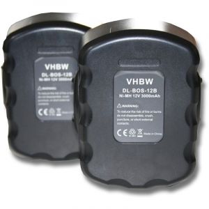 Vhbw Lot 2 batteries pour outils électroniques GSB 12, GLI 12, PSR 12, PAG 12, GSR 12-1. Remplace: Bosch 2 607 335 709,