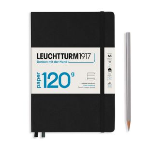 Image de LEUCHTTURM1917 363534 Carnet 120 g/m² Paper Edition, couverture rigide, Medium (A5), Noir, ligné